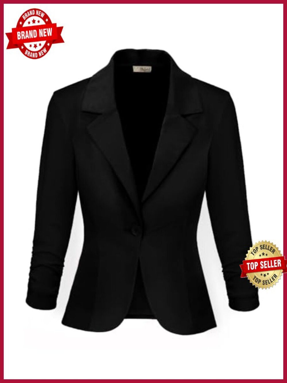 Women's Comfy Ponte Blazer Notch Collar 3/4 Sleeve Office Jacket